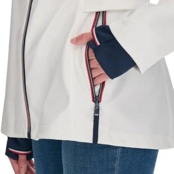 New Tommy Hilfiger Women’s Lightweight Hooded Windbreaker Jacket Size XXL White - Picture 12 of 16